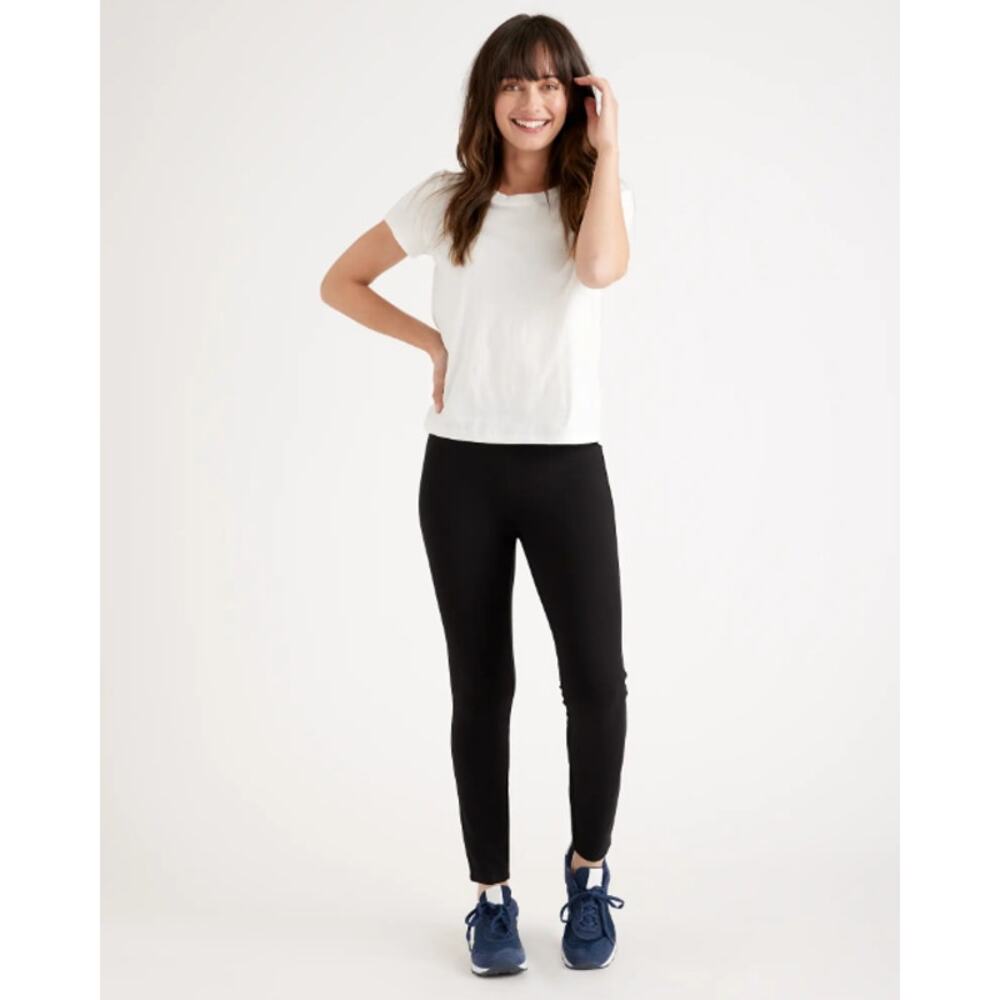 Quinceโ Women's Black Ultra-Stretch Ponte Skinny Pants Size Medium W-PNT-26